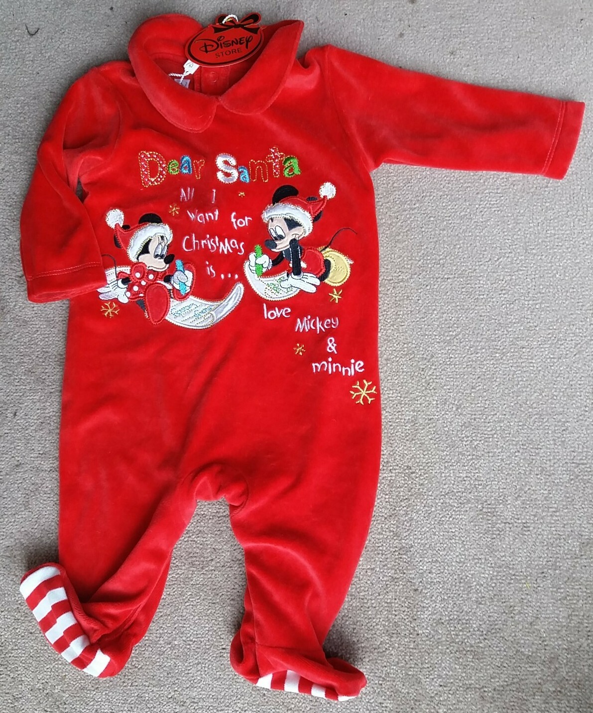 New Disney Store Christmas Babygrow Age 3 – 6 Months Minnie Minnie Red New Baby