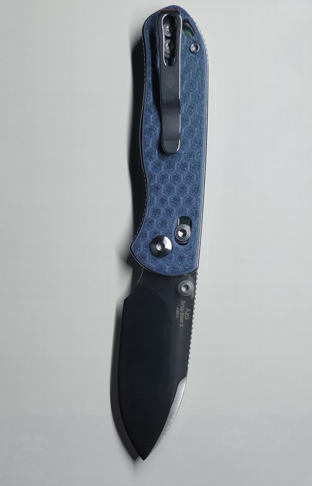 Kizer Drop Bear 2 Custom Made Scales PLA Plastic Blue & Green Hexagons NO KNIFE