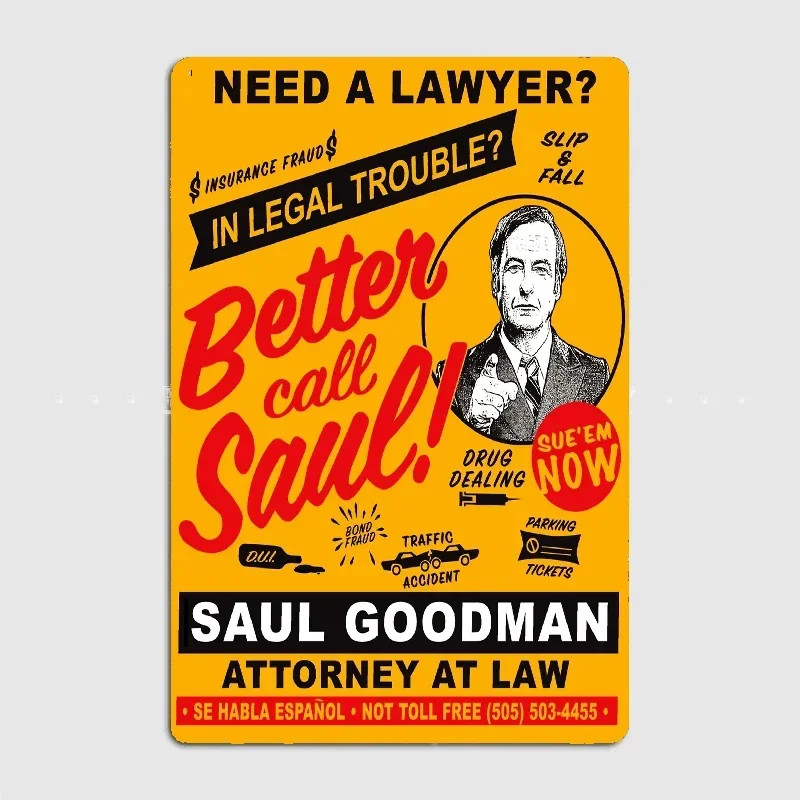 Better Call Saul Saul Goodman Breaking Tin Metal Signs Home Décor 8×12