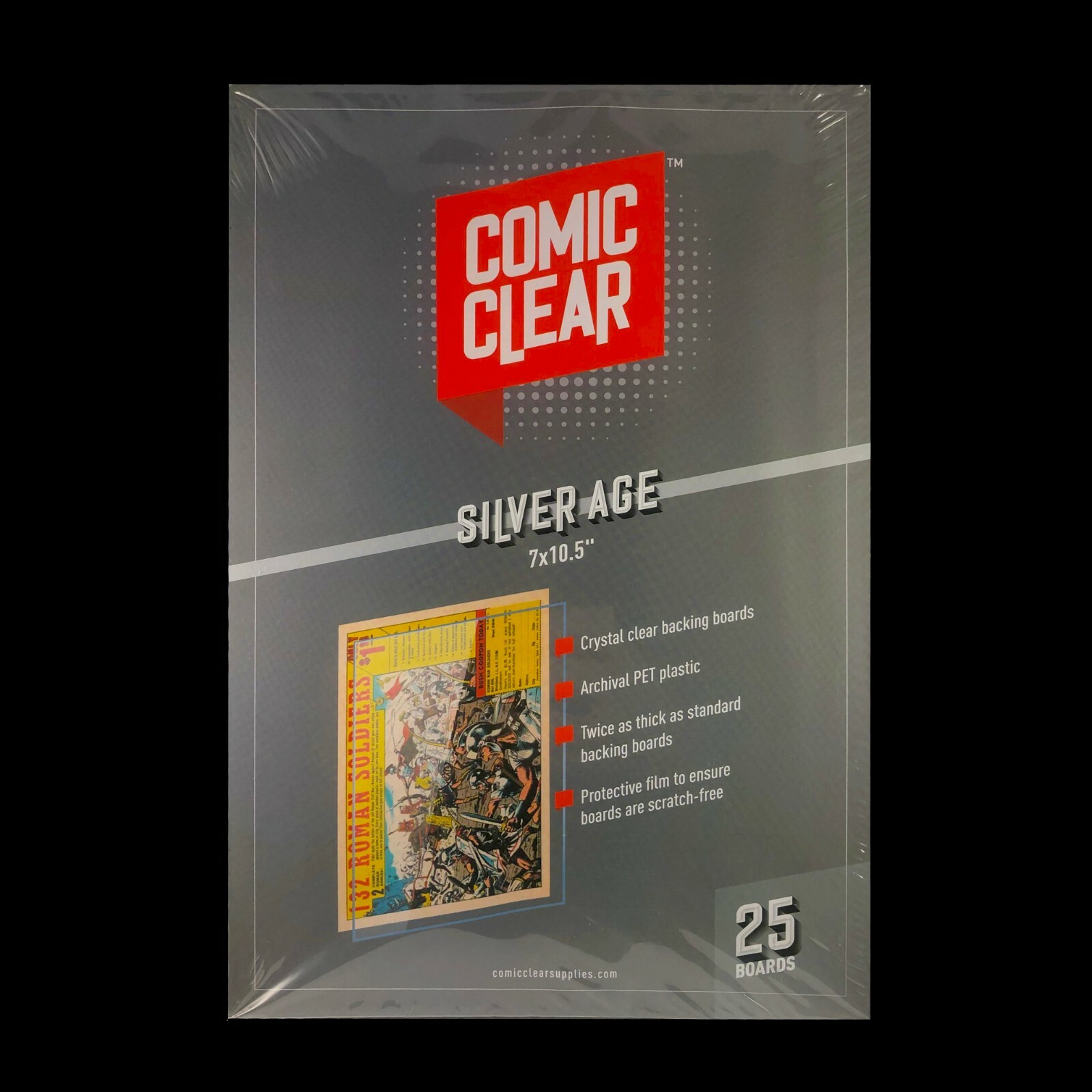 25-pack of Crystal-Clear Comic Clear Backing Boards – Silver Age Size