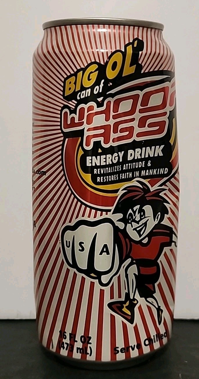 Big Ol Can of Whoop Ass Energy Drink Jones Soda Co. Unopened 16 oz 473 ML