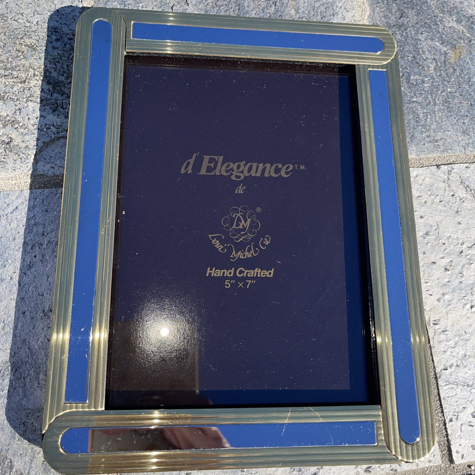 VTG Art Deco Style 5×7 Hanging Photo Frame Gold Silver Italy Ext Size 6.5x 8.5in