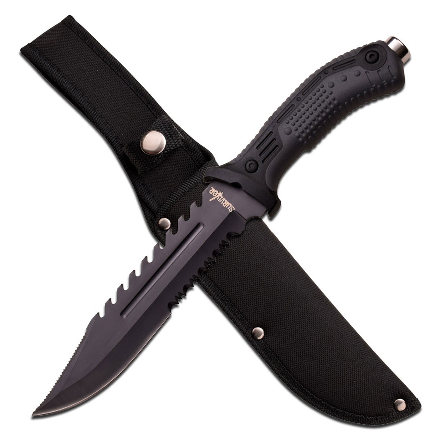 Survivor HK-793BK 12.75″ Long/7.5″ SS Black Sawback Serrated Blade