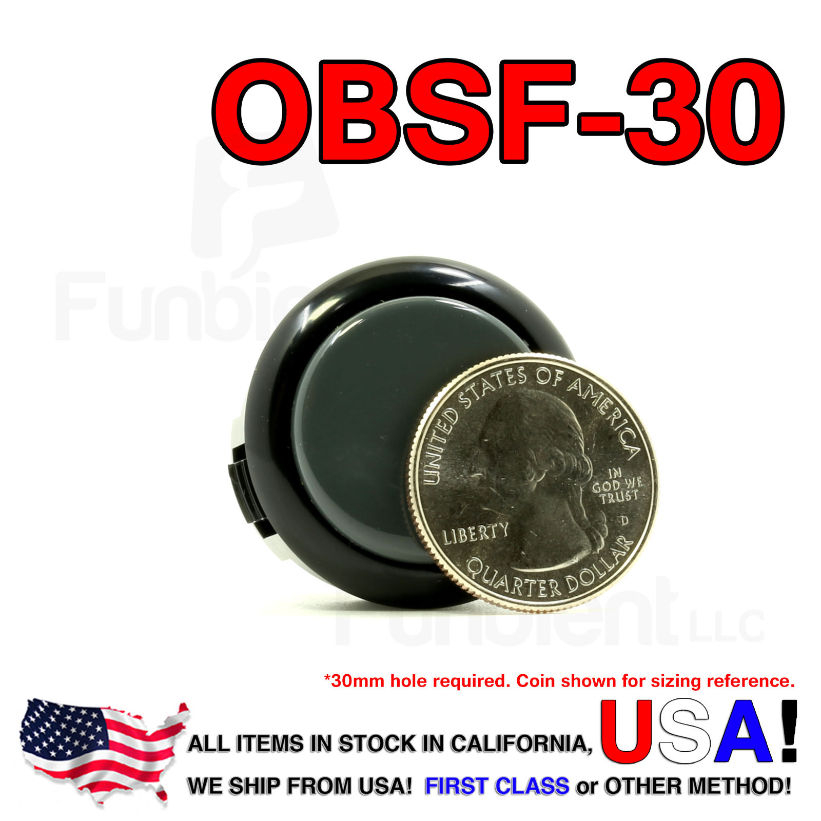 Sanwa Denshi Original OBSF-30 Gray Push Button JAMMA guitar kill switch 30mm