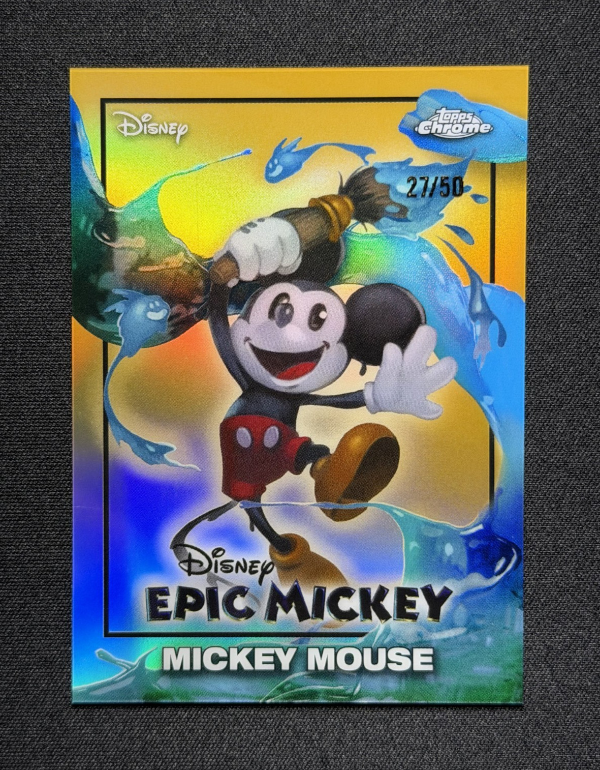 Mickey Mouse 💥🐭 EPIC MICKEY GOLD REFRACTOR /50! 2026 Topps Disney Neon