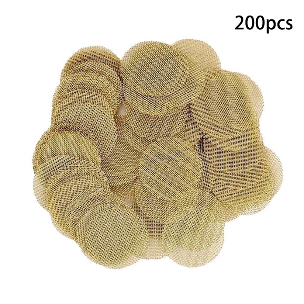 200pc 19mm Pipe Screens Gold/Brass Keep Ash Tobacco Particles from Entering Pipe