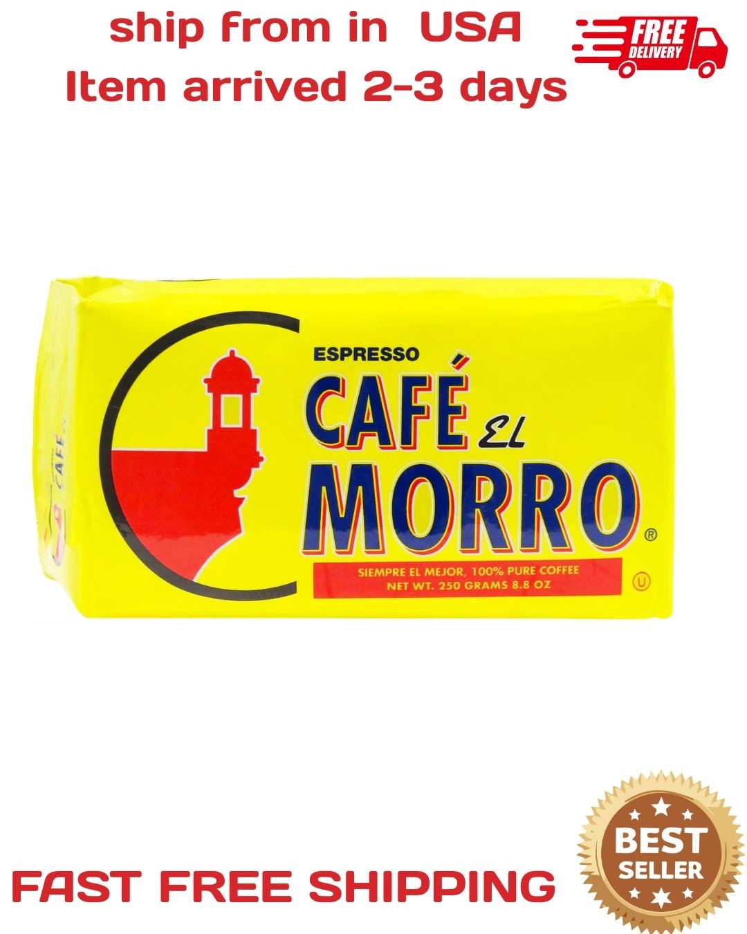 Cafe El Morro Espresso Dark Roast Caffeinated Ground Coffee, 8.8 oz