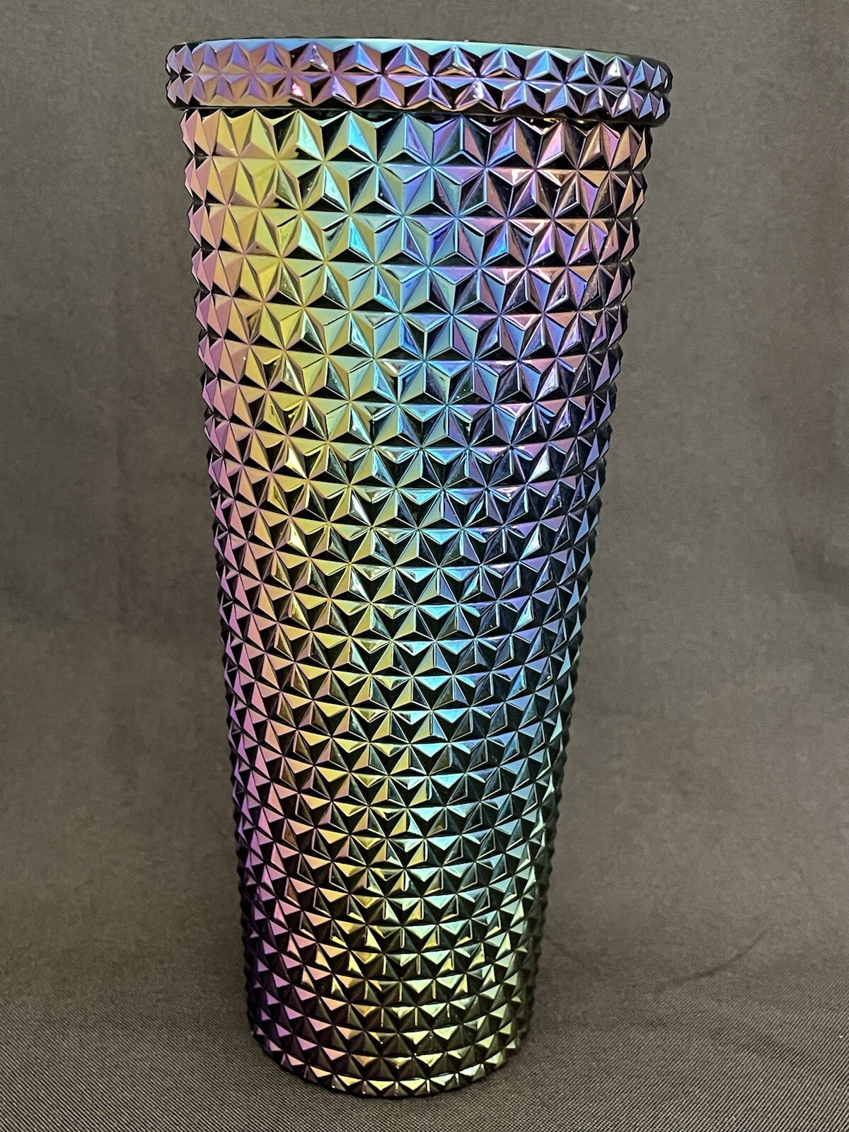 Oil Slick Rainbow Iridescent Studded Cold Cup Tumbler 24oz Non-Branded No Straw