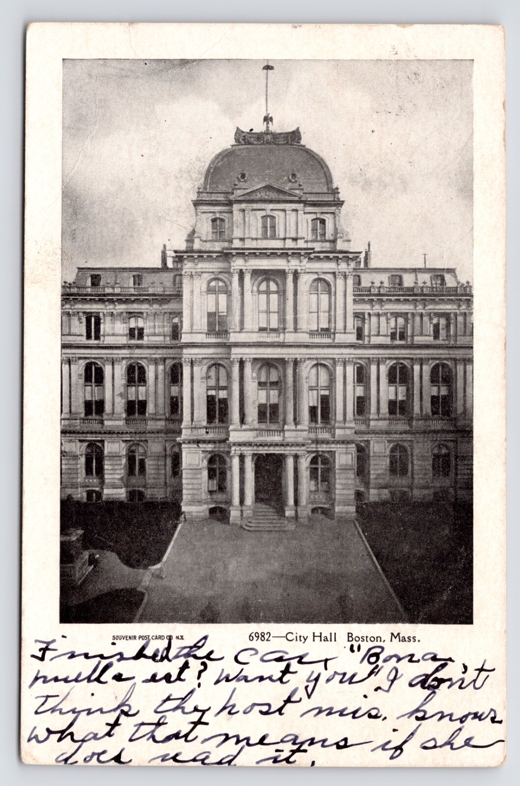 City Hall Building Exterior Boston Massachusetts MA c1900s UDB Postcard
