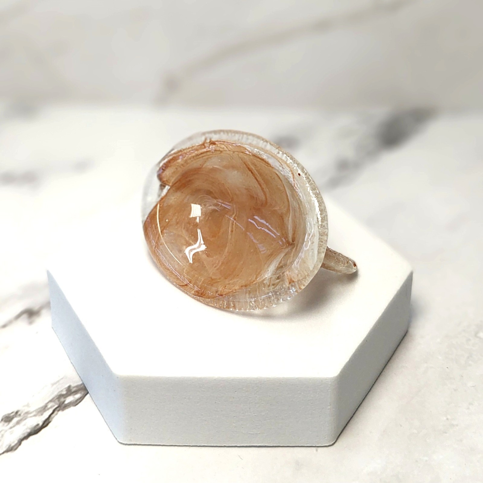 Chocolate Swirl Hen on Nest Mini Chicken Salt Dish, Depression Style Glass