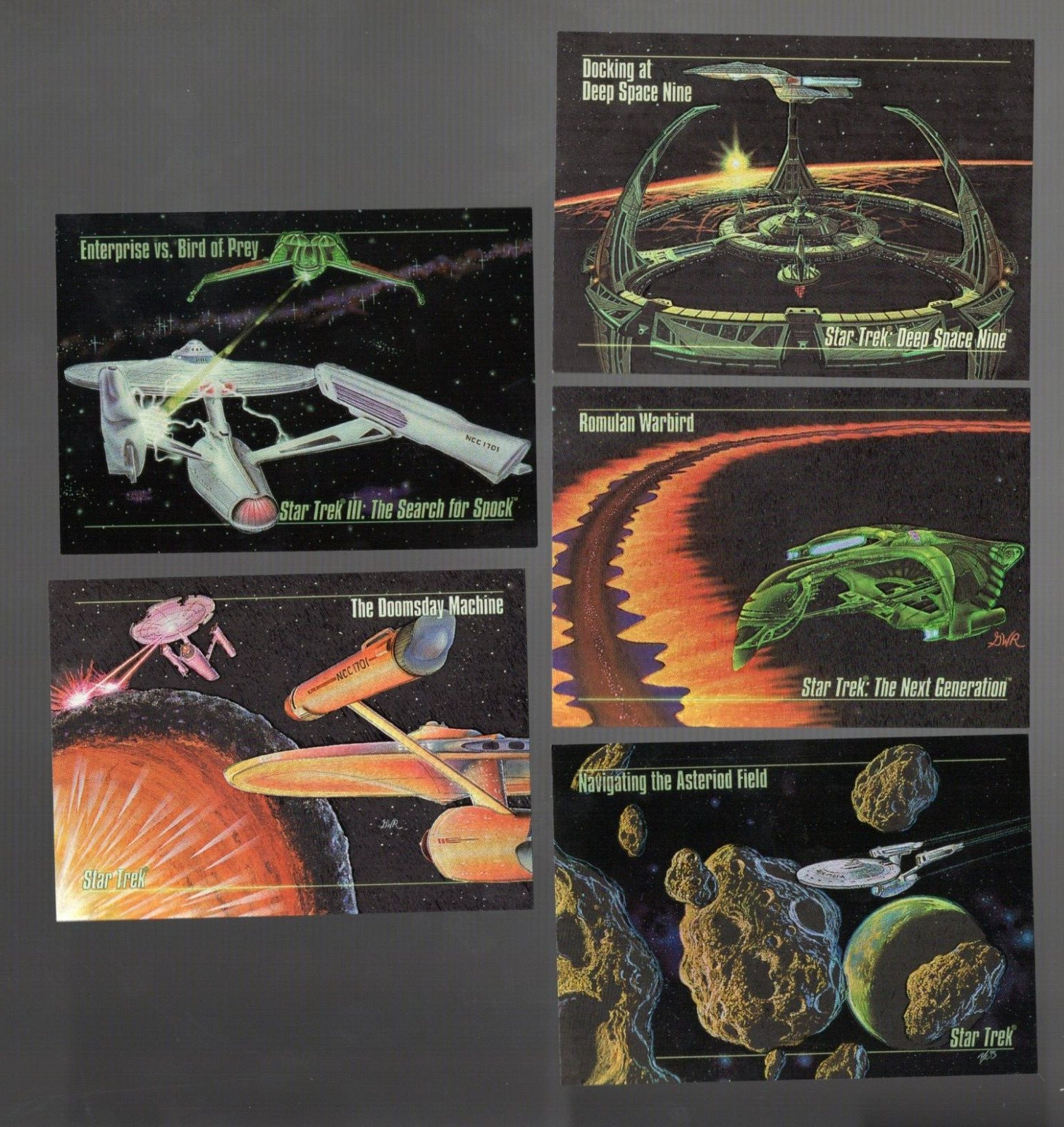 1993 STAR TREK MASTER SERIES 5-CARD SPECTRA INSERT SET TRADING CARDS
