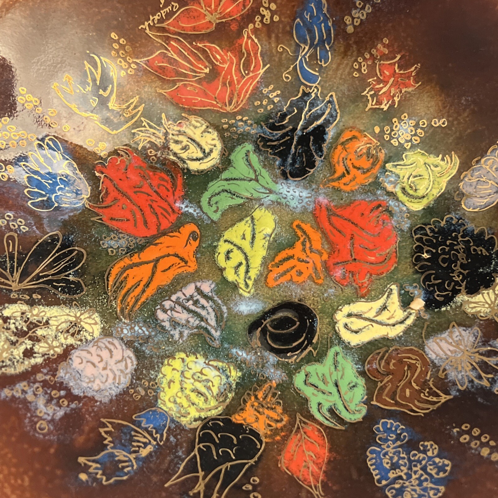 Exceptional Signed & Dated 1965 Mid-century Modern 7″ Enameled Copper Ashtray