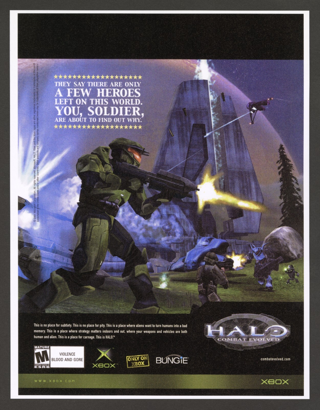Halo Combat Evolved Invades PC Original Xbox 2001 Promo Ad Art Print Poster (B)