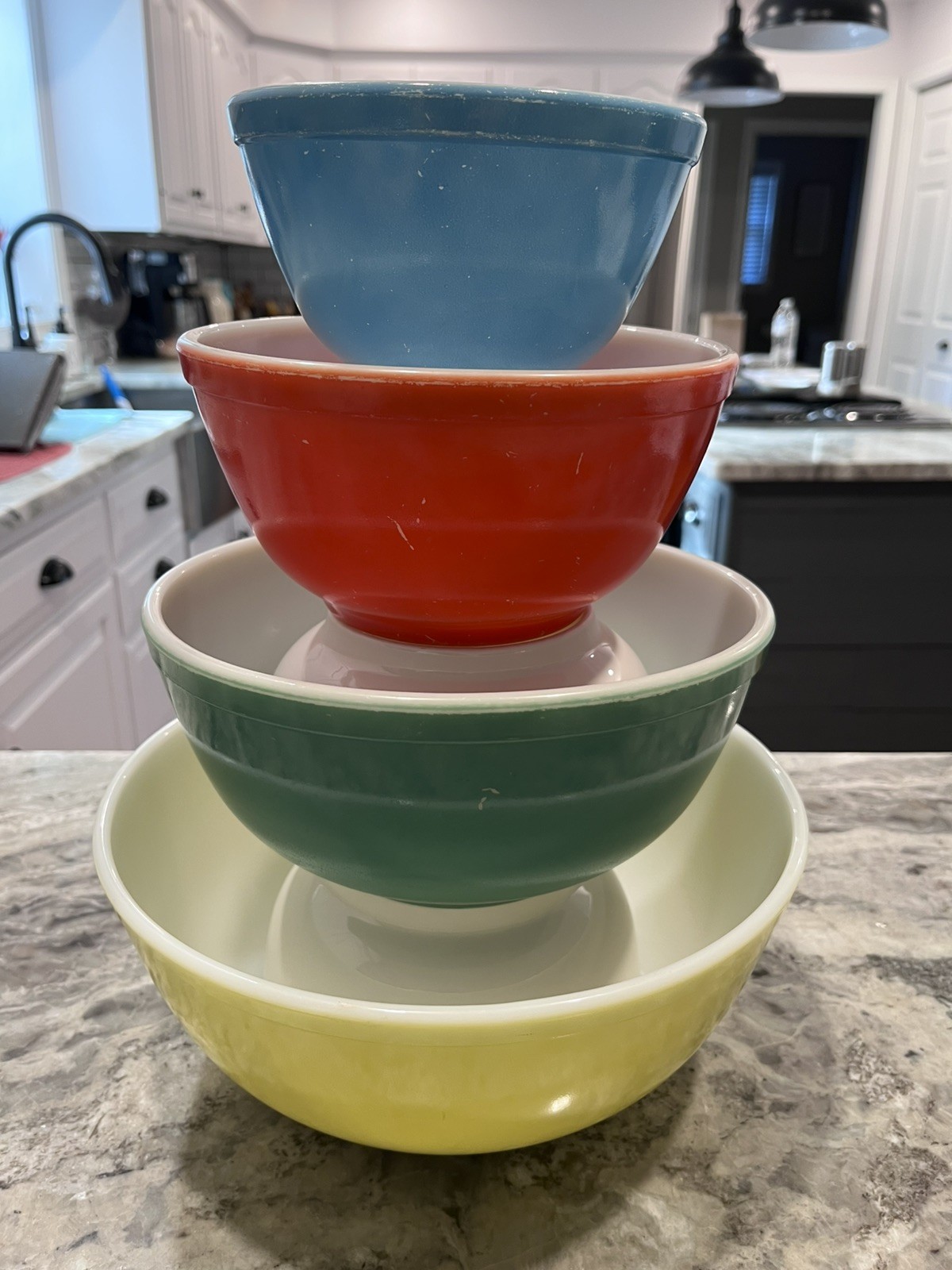 Pyrex Complete Set 4 PRIMARY COLORS Nesting Bowls 401 402 403 404 Vintage