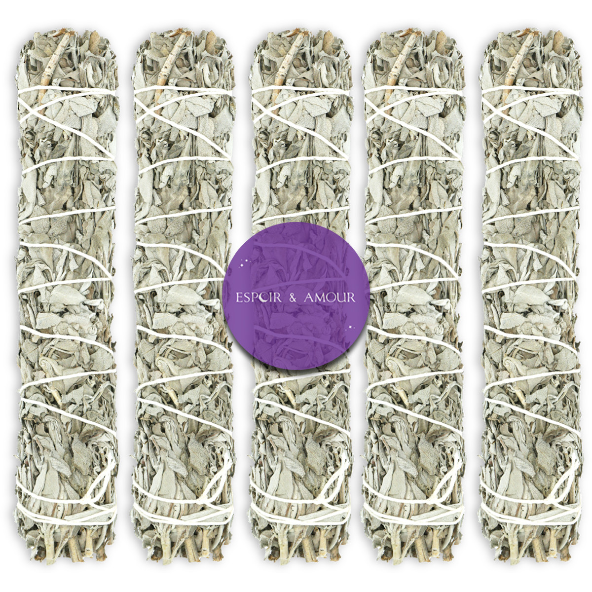 California White Sage 9″ Smudge Sticks for Spiritual Healing & Cleansing 5 Pack