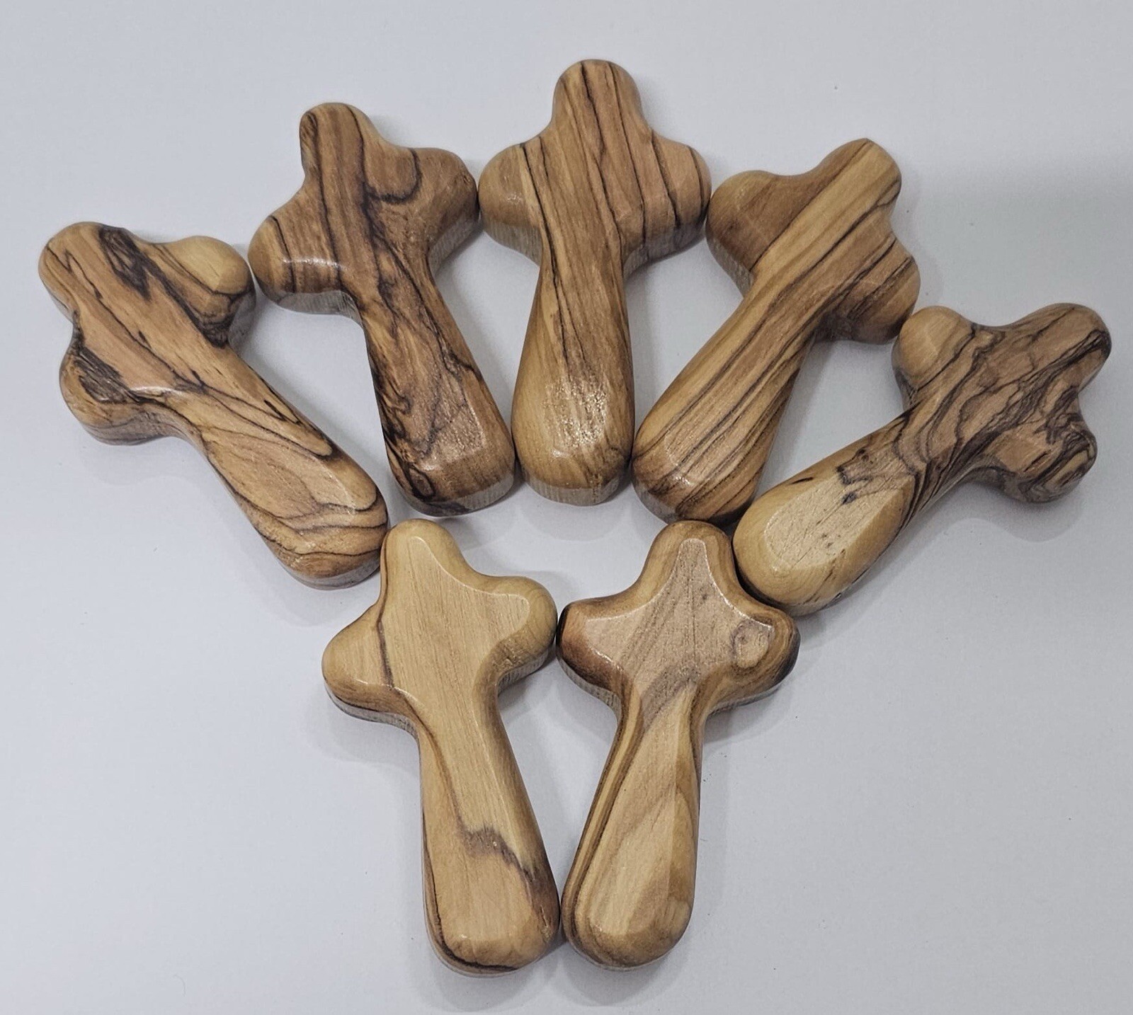 Smooth Natural Olive Wood Comfort Cross From The Holy Land 200pcs(2.5 Inch)