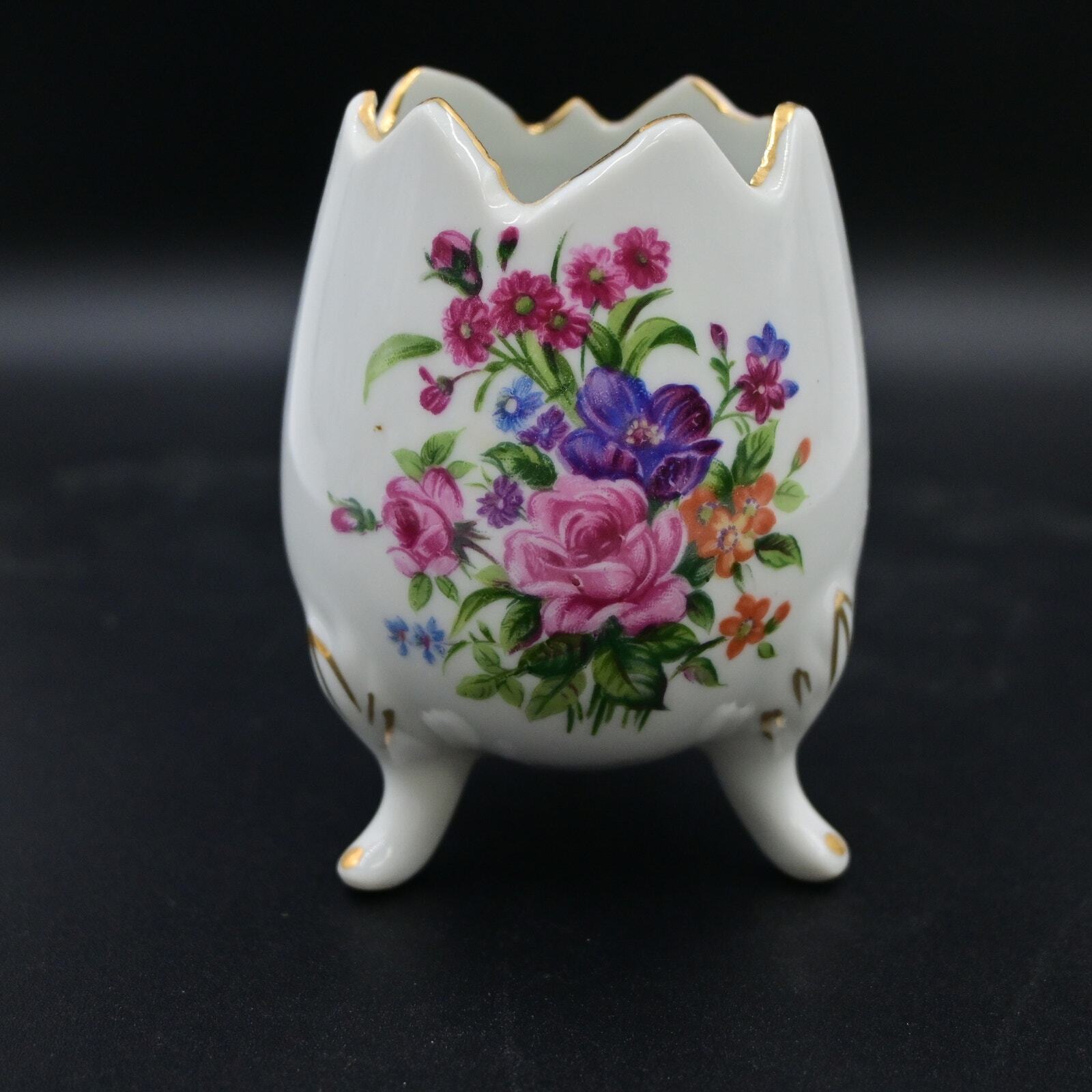 Vintage Floral Cracked Egg Floral Planter