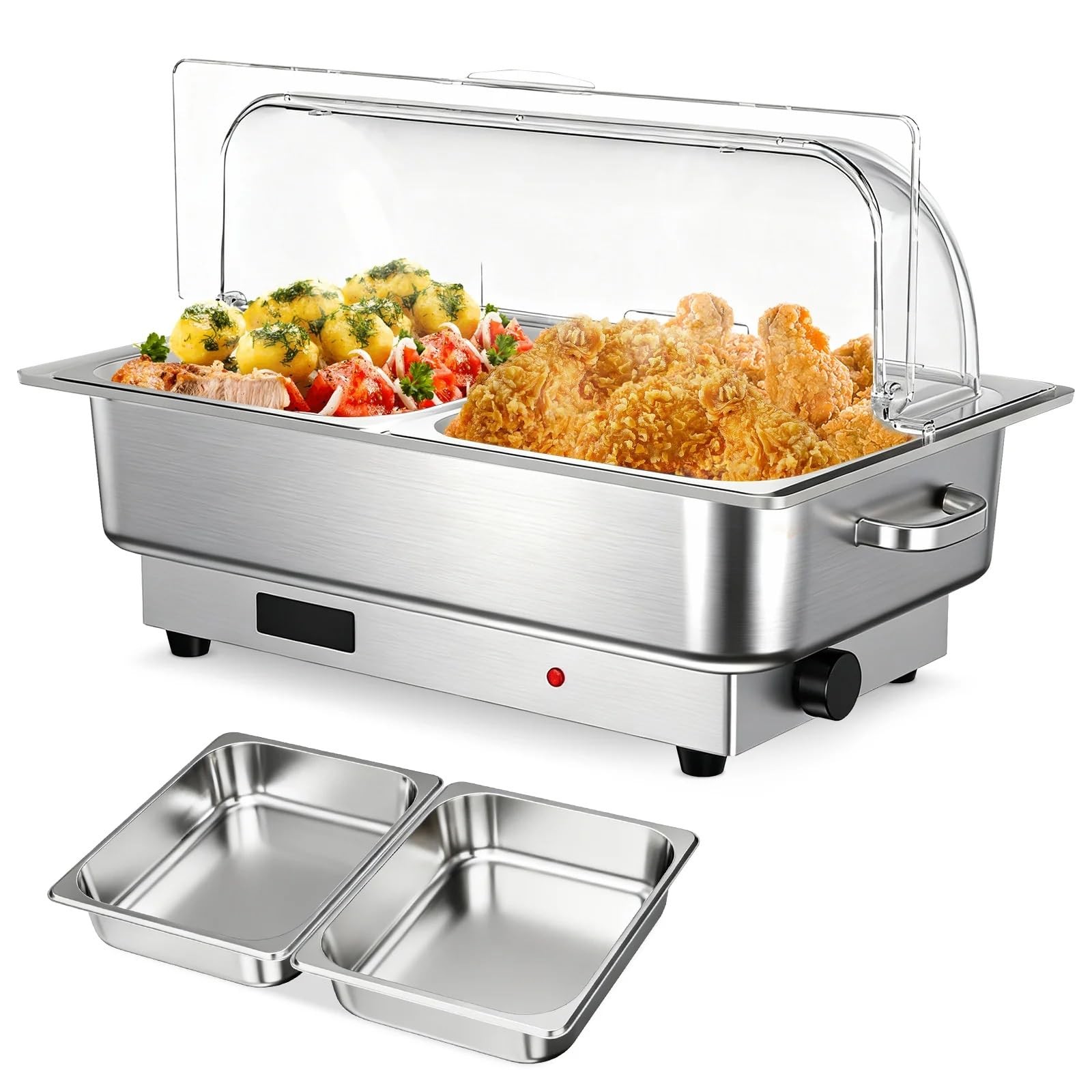Garvee Electric Chafing Dish Buffet Set 2 4.5 Qt Roll Top Food Warmer