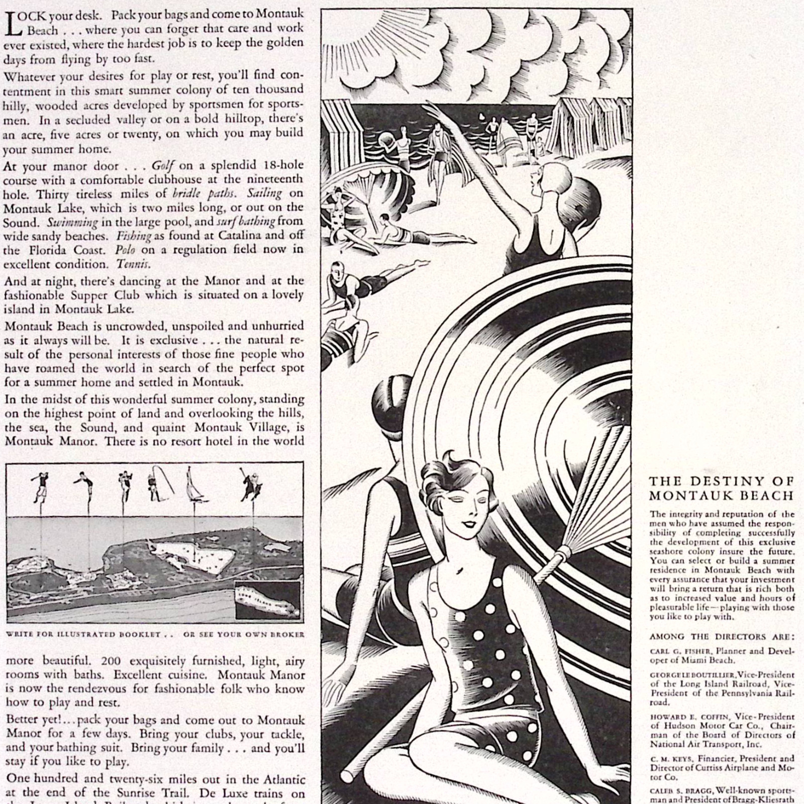Montauk Beach Development Corporation Long Island NY 1928 Print Ad