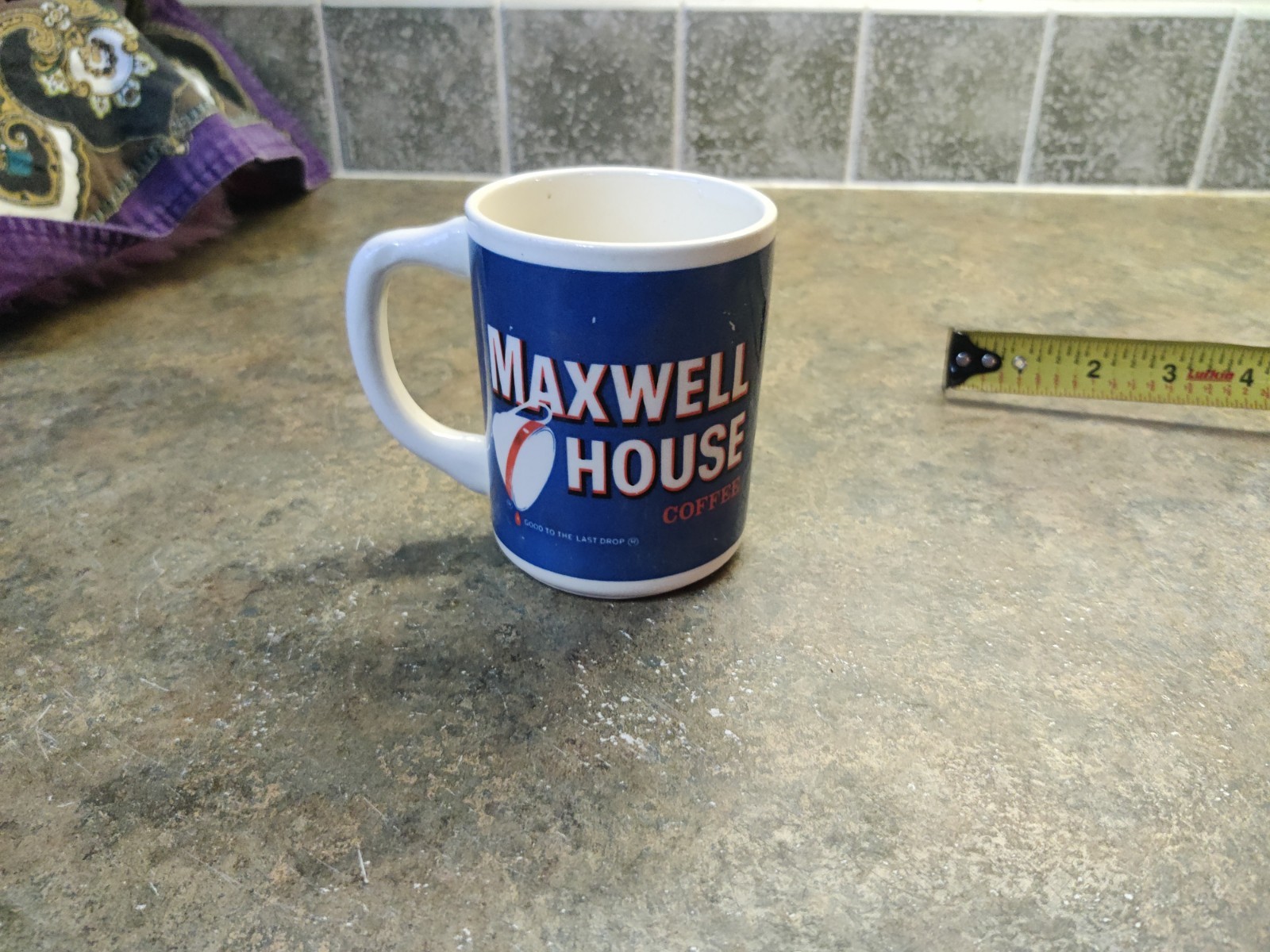 Vtg Maxwell House Coffee Mug Blue Good to the Last Drop Made in USA Vintage Wear