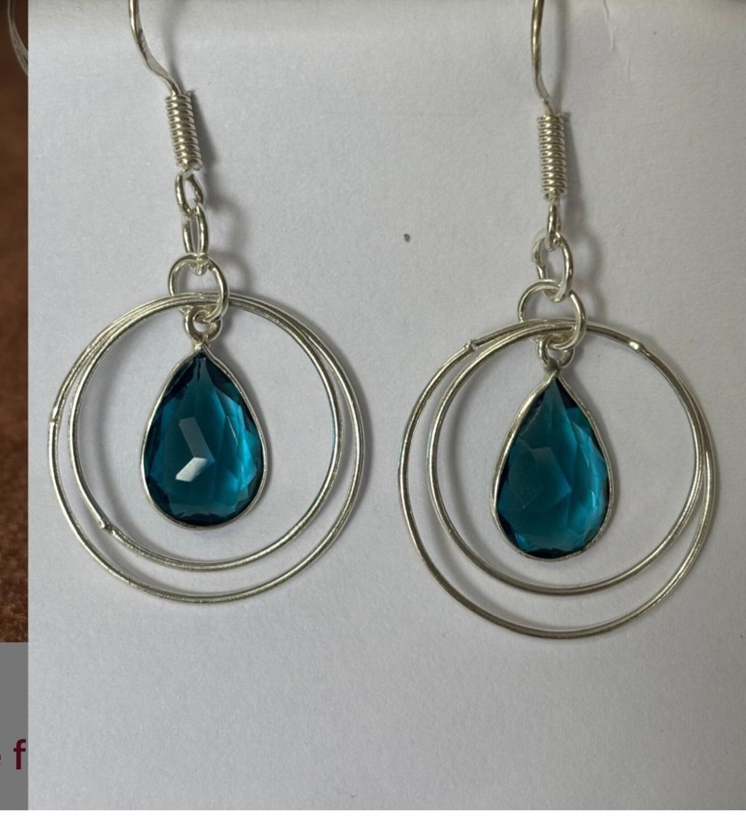 925 Silver Plated Lightweight Dangle Earrings | Teardrop Crystal | Handmade Jewe
