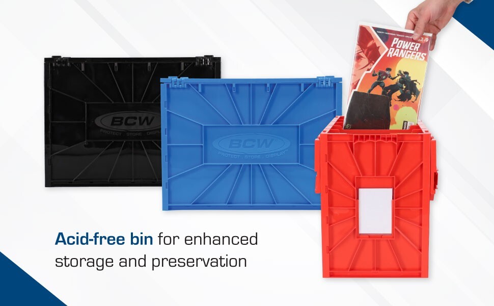BCW MultiColor Short Comic Book Bin 4 Pack contains 1 Each Black Blue Green Red