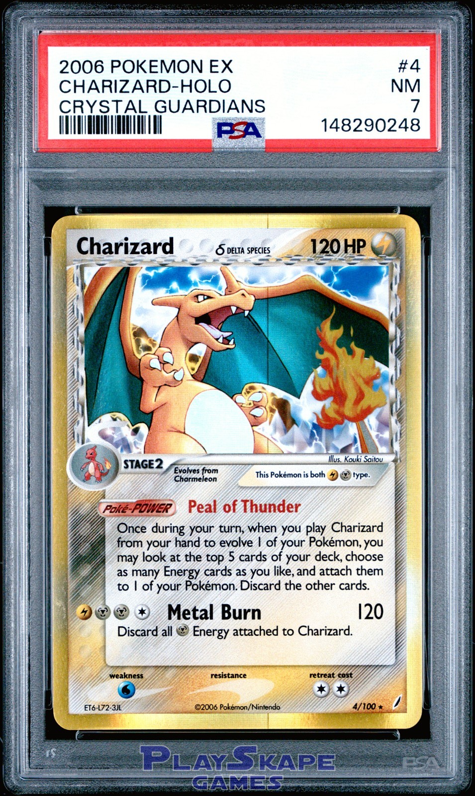 Pokemon Card PSA 7 Charizard 4/100 Crystal Guardians Delta Species Holo 2006
