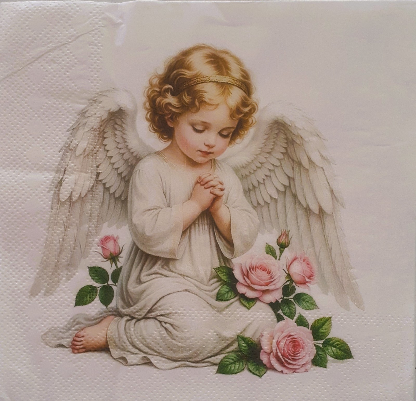 2 individual Paper Decoupage NAPKINS – ANGEL RELIGIOUS PRAYING 1 MOTIF