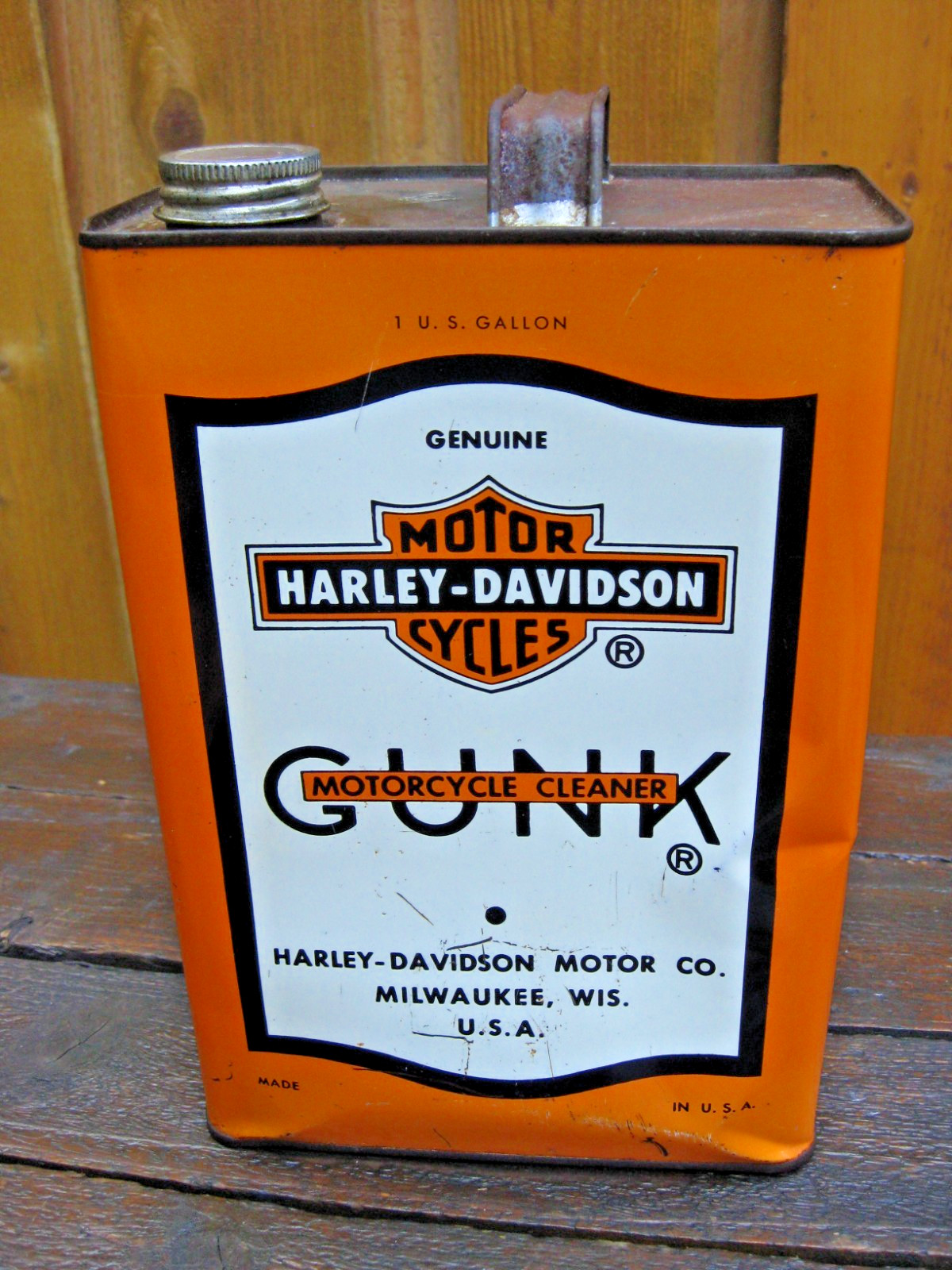 Rare Original Vintage 1 Gallon Harley-Davidson Motorcycle Gunk Cleaner Can Empty