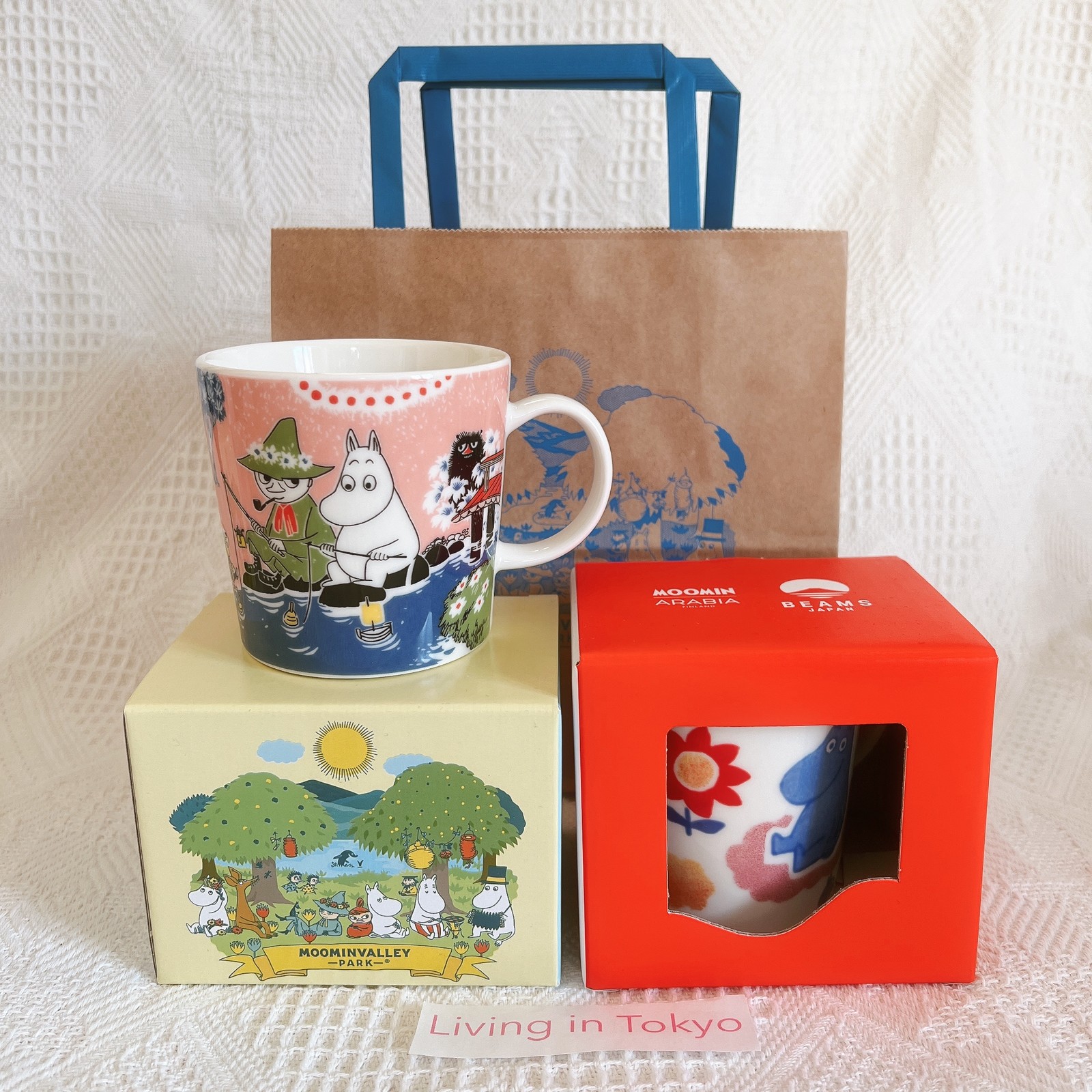 Moomin ARABIA Mug Set SIMPLE JOY 2026 Pink & BEAMS 80th Hand Painted w/Bag
