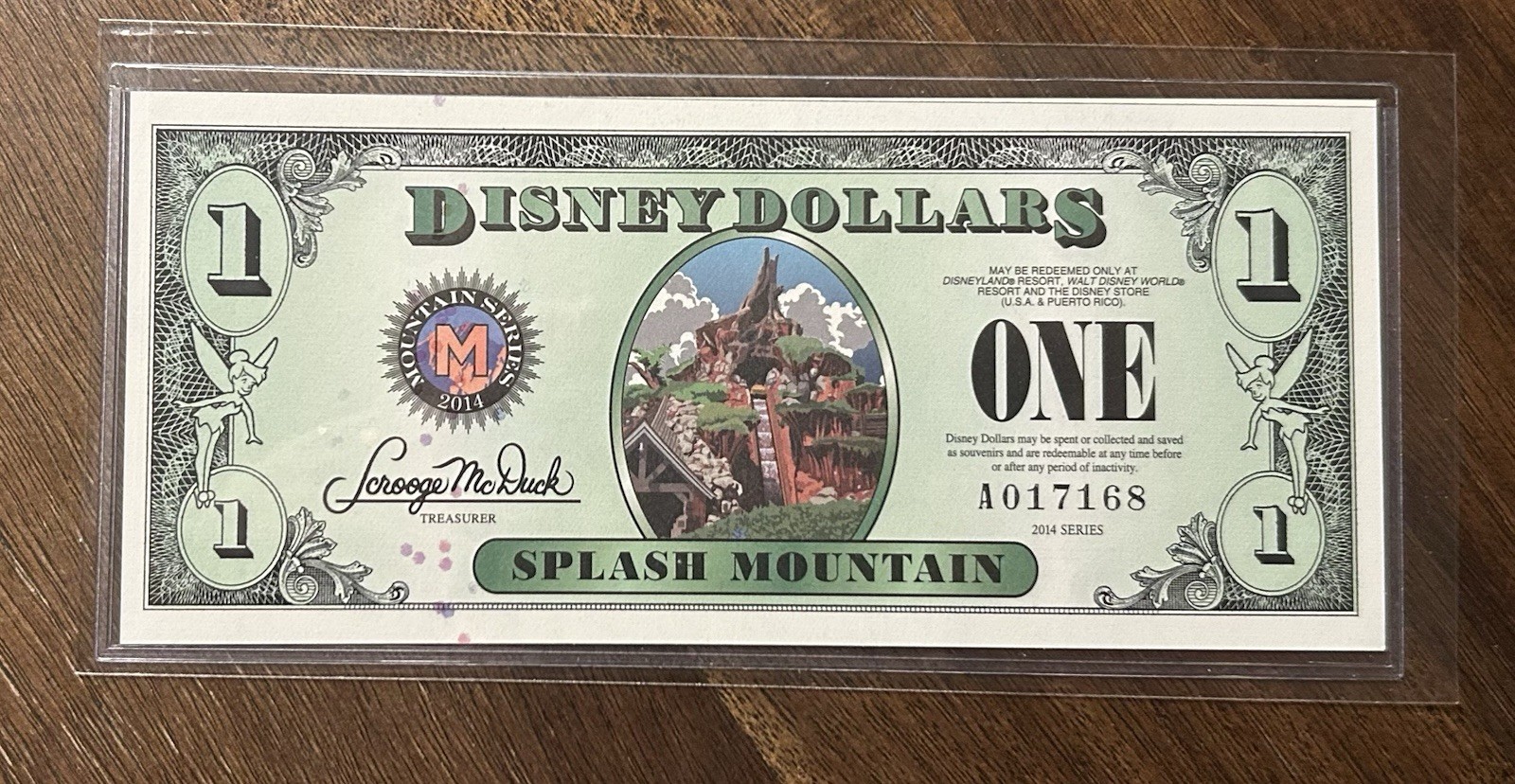 2014 Series A $1 Disney Dollar Splash Mountain – Mountain Series Crispy