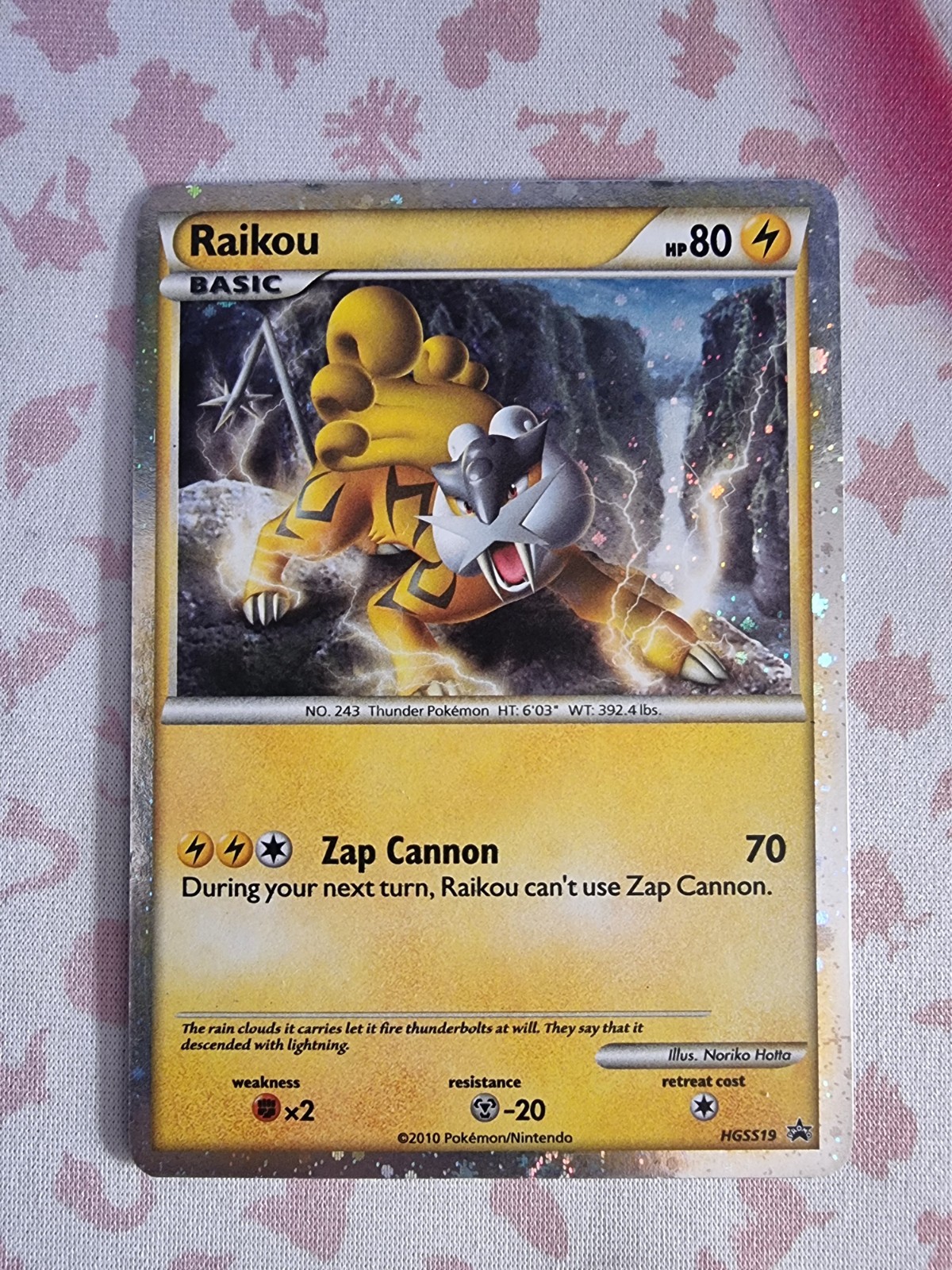 Raikou HGSS19 Shiny Holo Black Star Promo Card 2010 LP / MP Condition