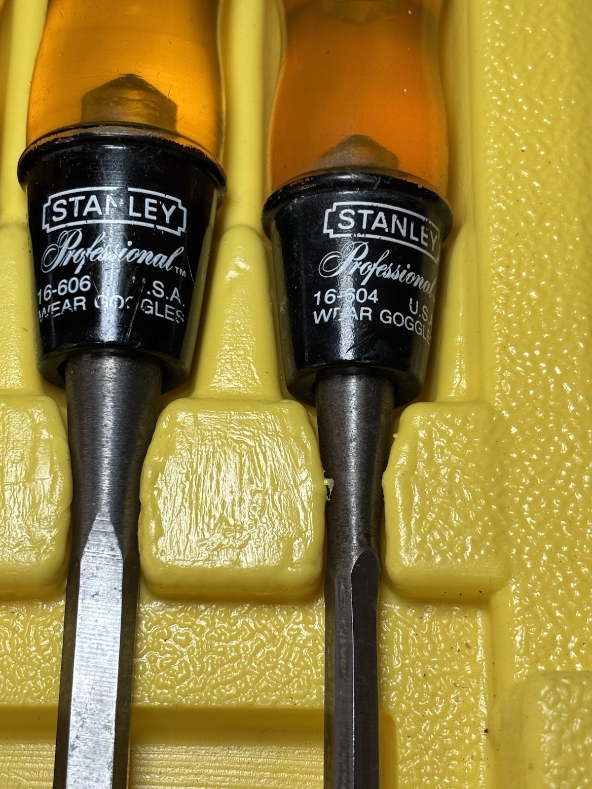 Vintage Stanley Professional Chisel Set 9 Pc W/ Stand Up Case*Full Set*See Pics