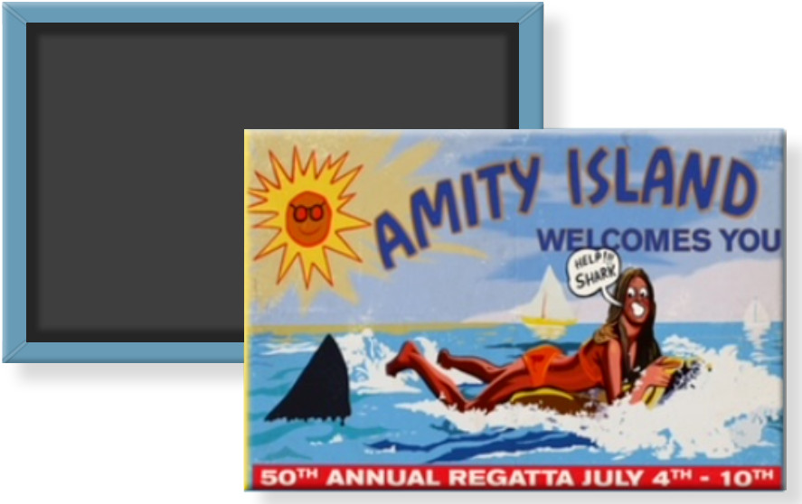 Jaws Amity Island Shark Vandalized Billboard Fridge Refrigerator Magnet 2 x 3