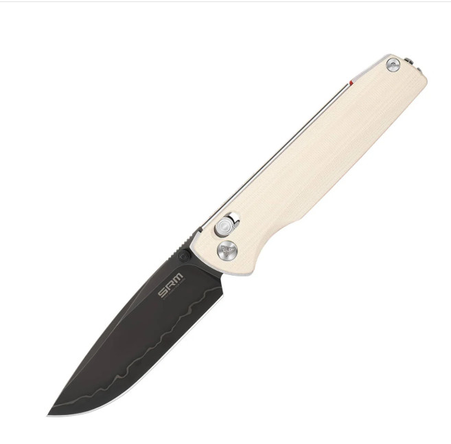 SRM Knives Terrier Ambi Lock White G10 Folding 140Cr Pocket Knife 258L-GX2