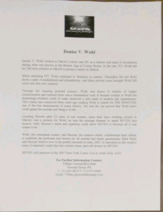 Intrinsic Comics Press Kit Folder: Seven #1 Issue & NY Times Article Jim Shooter