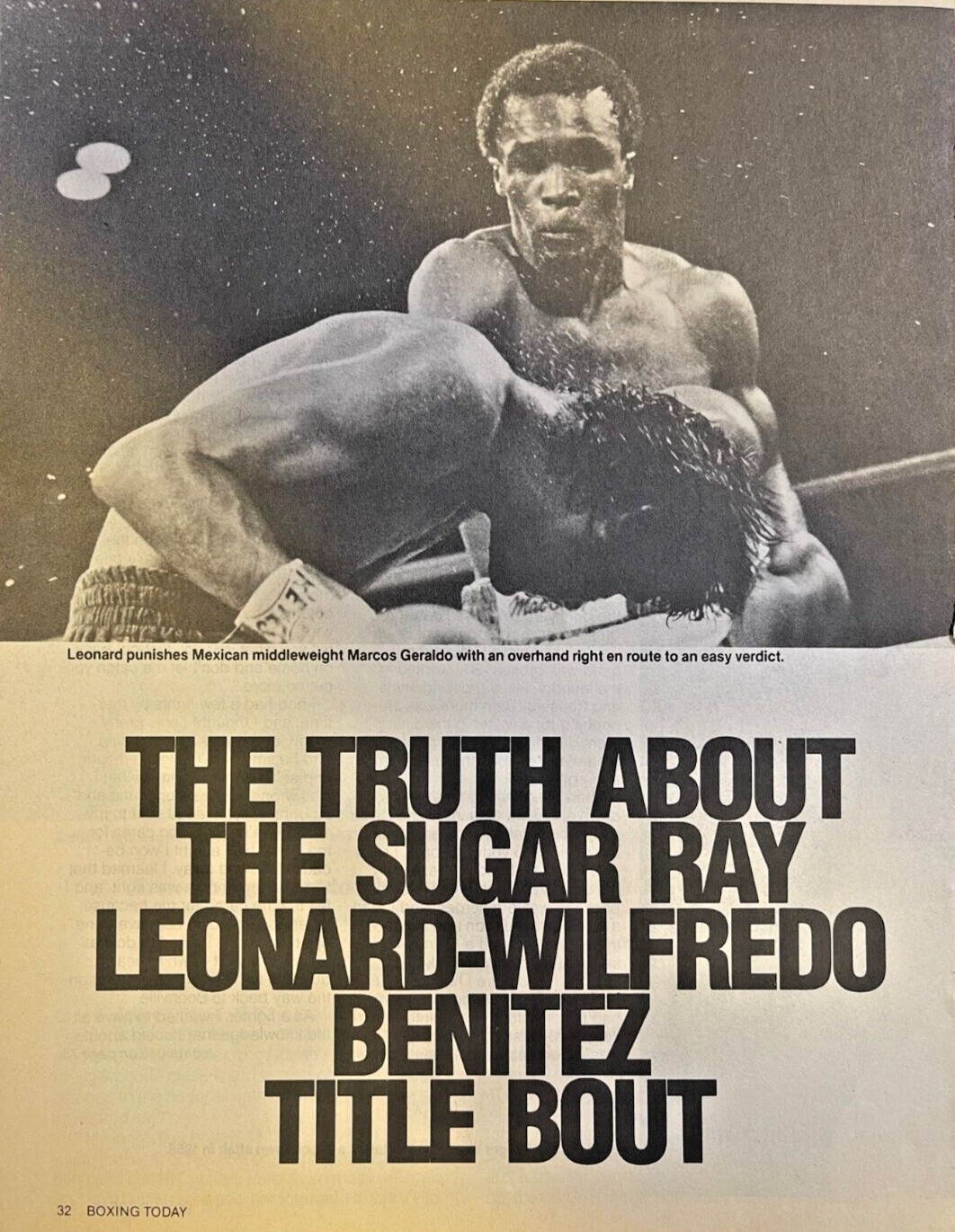 1980 Boxing Match between Sugar Ray Leonard & Wilfrdo Benitez illustrated