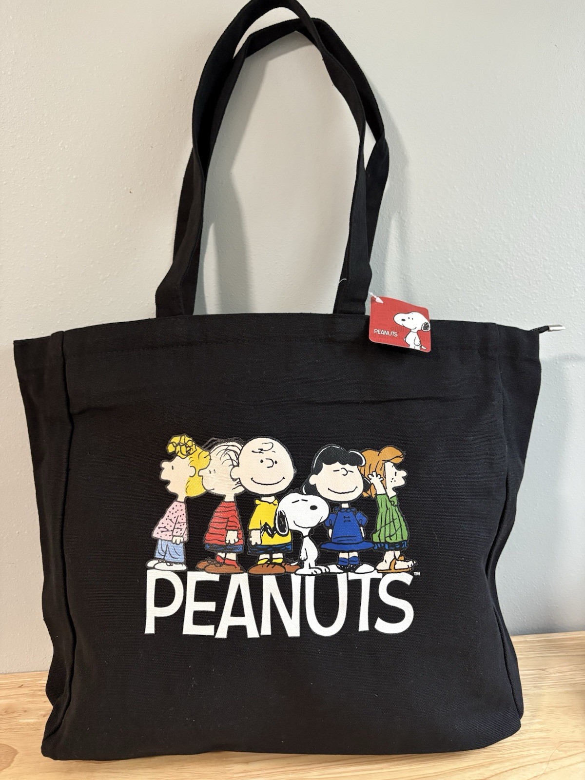 Peanuts Snoopy Large Canvas Tote Bag with Zipper * New with Tag