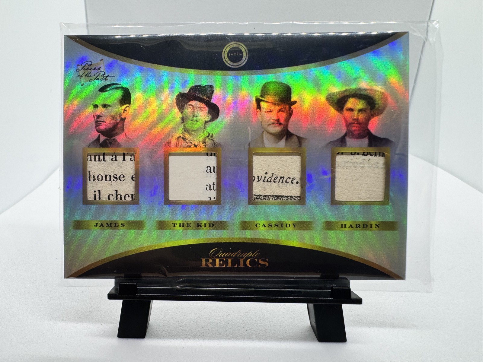 Old West Outlaws Quad Relic Jesse James Billy the Kid Cassidy Hardin Card