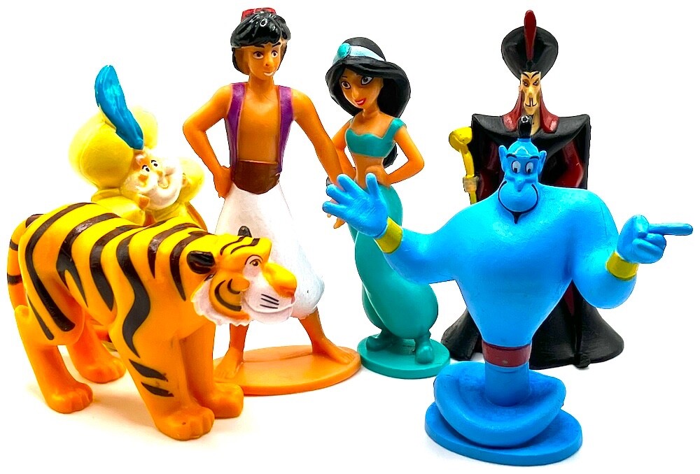 ALADDIN Figure Play Set DISNEY PVC TOY Jafar JASMINE Genie RAJAH Sultan GENIE!