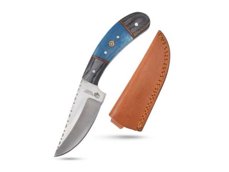 Wild Turkey Handmade Full Tang Fixed Blade Knife w/Real leather Carrying Case