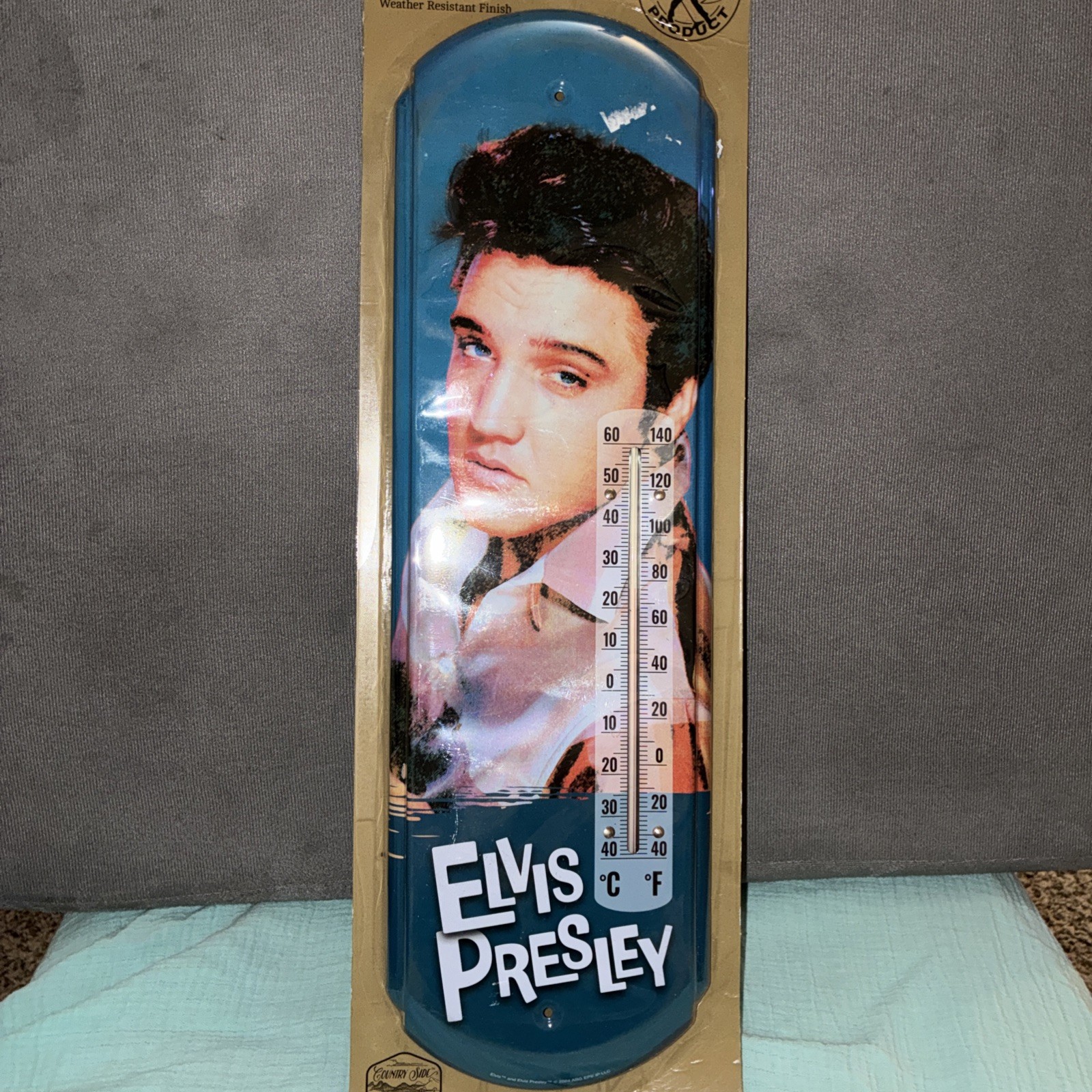 Elvis Presley Metal Thermometer Weather Resistant 17×5