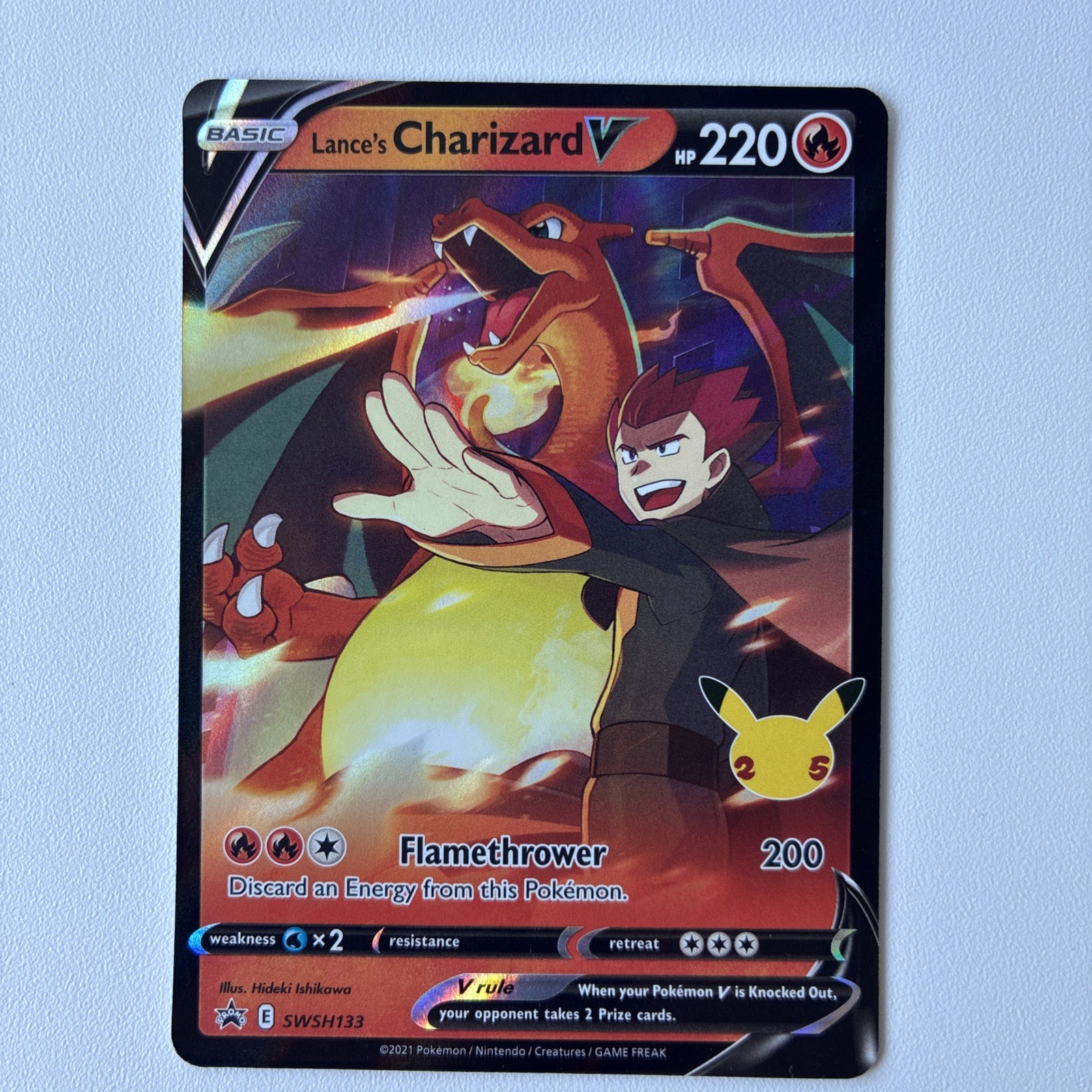 Pokémon Company 25th Anniversary Lance’s Charizard V SWSH133 Promo Holo English