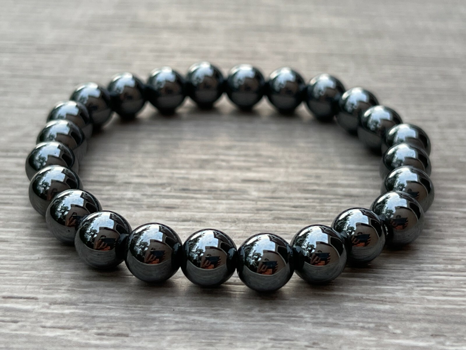 Grade A++ Hematite Crystal Bead Bracelet 8mm, Genuine Hematite Gemstone Bracelet