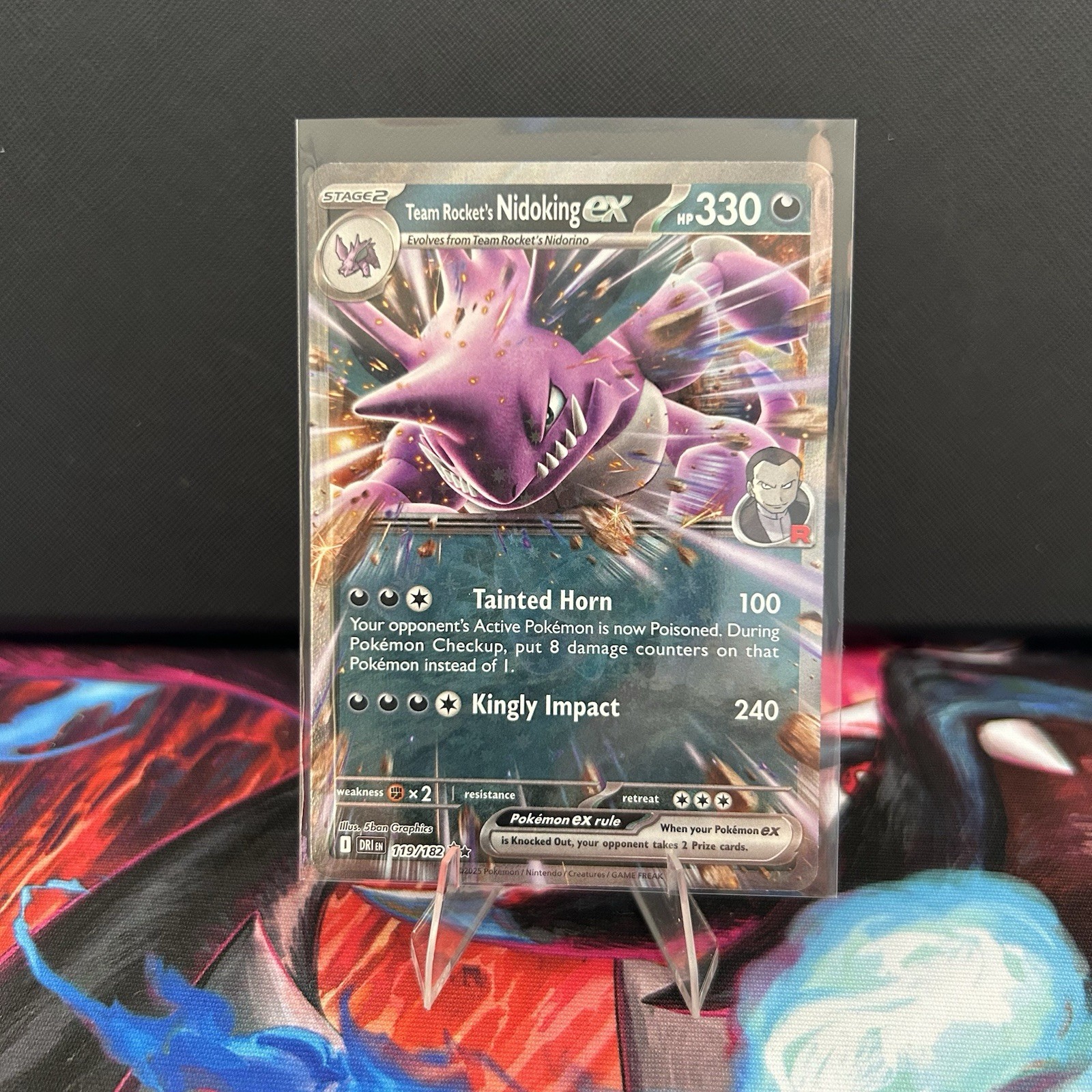 Pokemon – Team Rocket’s Nidoking ex – 119/182 – SV Destined Rivals – Half Art