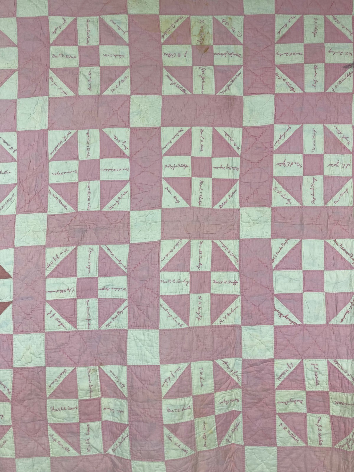Vintage Handmade Beautiful “Four-Patch” Pattern Multicolor Quilt 76.7×63.3 Inch