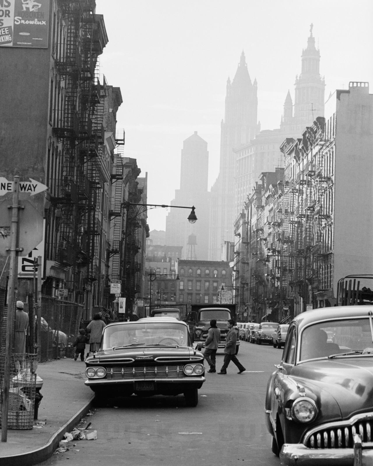 People and Cars Photograph Lower East Side New York City 1959 8×10 Photo Print