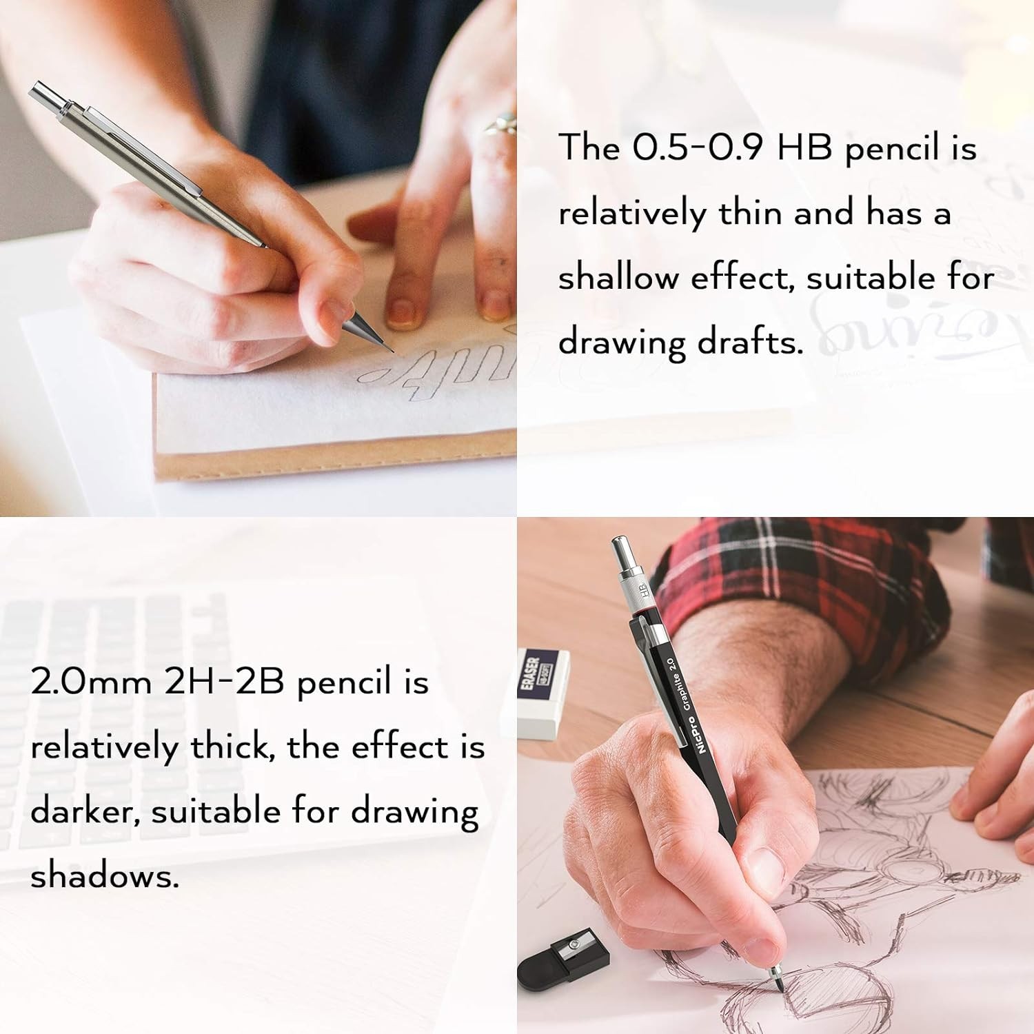 Precision Mechanical Pencil Set: 6PCS with Various Lead Sizes & Refill Case