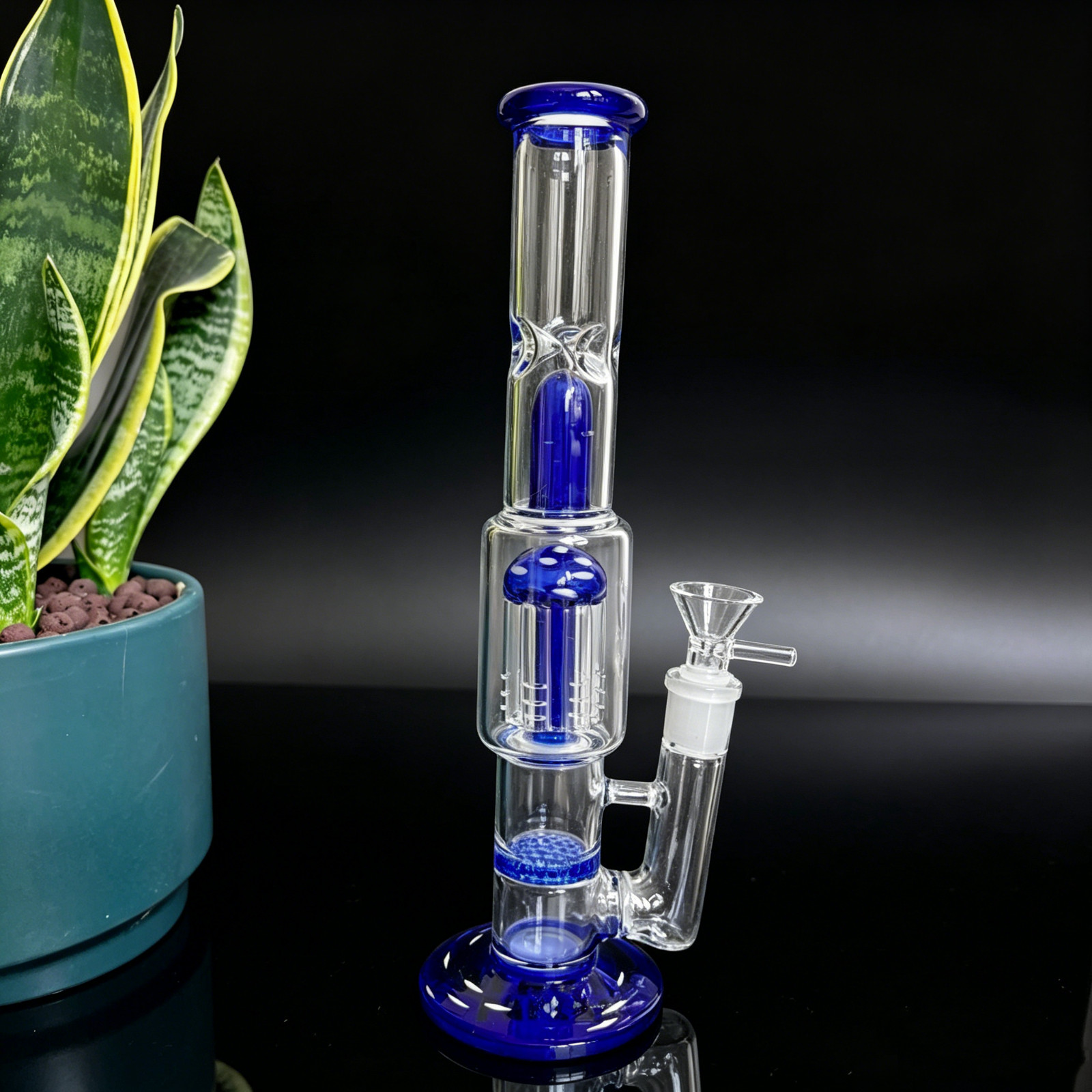 10″ Blue Glass Bong Straight Tube Percolator Hookah Smoking Water Pipe USA Stock