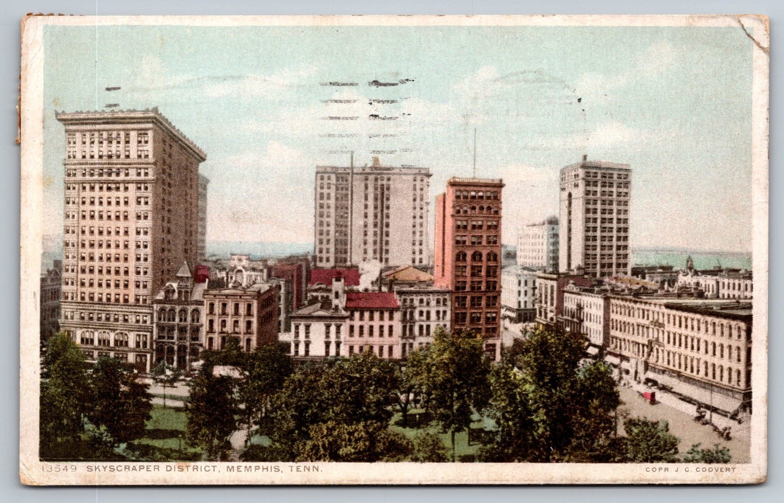 Skyscraper District Memphis TN Downtown Buildings Park 1922 Detroit Publishing